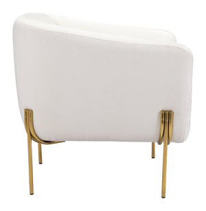 Zuo Modern Micaela 100% Polyester, Plywood, Steel Modern Commercial Grade Arm Chair Ivory, Gold 100% Polyester, Plywood, Steel
