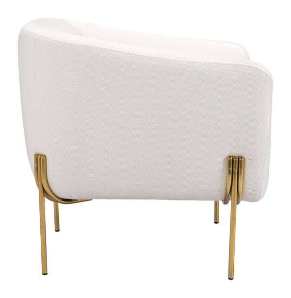 Zuo Modern Micaela 100% Polyester, Plywood, Steel Modern Commercial Grade Arm Chair Ivory, Gold 100% Polyester, Plywood, Steel