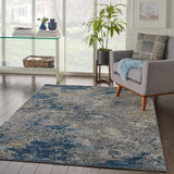 Nourison Artworks ATW02 Artistic Machine Made Loom-woven Indoor only Area Rug Blue/Grey 5'6" x 8' 99446710710