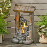 Annecy Outdoor 3 Tier Bucket Fountain, Brown and Gray Noble House