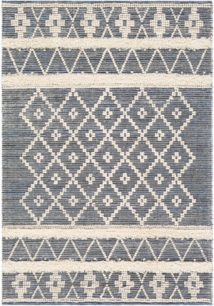 Handira HNR-2300 Global Wool, Cotton Rug HNR2300-69 Black, Navy, White, Cream 60% Wool, 40% Cotton 6' x 9'