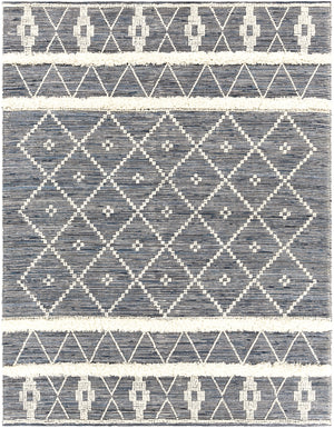 Handira HNR-2300 Global Wool, Cotton Rug HNR2300-810 Black, Navy, White, Cream 60% Wool, 40% Cotton 8' x 10'