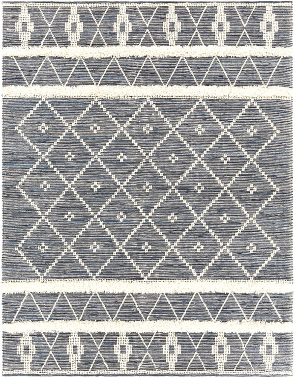 Handira HNR-2300 Global Wool, Cotton Rug HNR2300-810 Black, Navy, White, Cream 60% Wool, 40% Cotton 8' x 10'