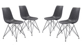 Zuo Modern Pelham 100% Polyurethane, Plywood, Steel Modern Commercial Grade Dining Chair Set - Set of 4 Vintage Black, Black 100% Polyurethane, Plywood, Steel