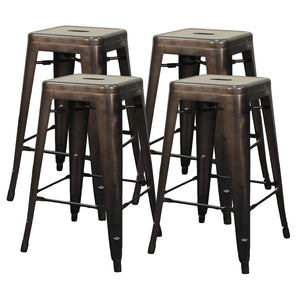 Metropolis Metal Backless Counter Stool Set of 4 - Stylish, Stackable, Durable for Home & Patio