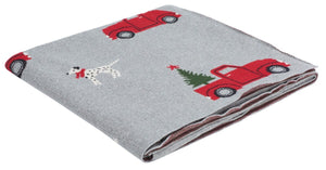Dasher Throw - Cozy Grey Cotton Blanket with Playful Holiday Motifs for Perfect Winter Décor