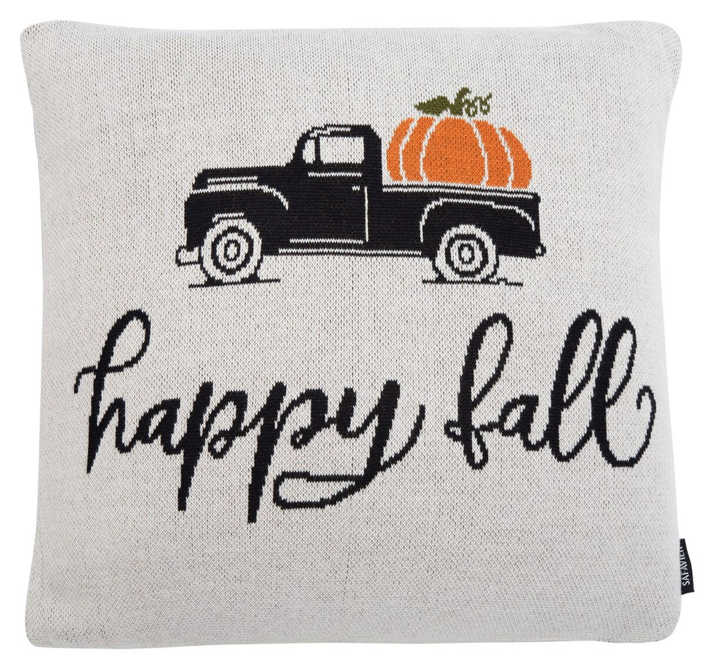 Fall Truck Throw Pillow - Adorable Farmhouse-Chic Autumn Accent in Soft Knit Cotton for Cozy Decor