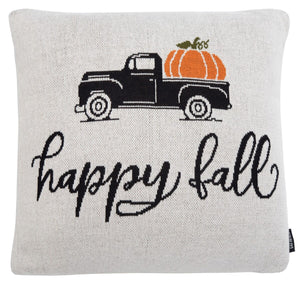 Fall Truck Throw Pillow - Adorable Farmhouse-Chic Autumn Accent in Soft Knit Cotton for Cozy Decor