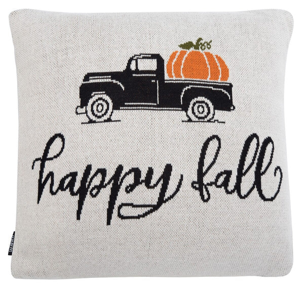 Fall Truck Throw Pillow - Adorable Farmhouse-Chic Autumn Accent in Soft Knit Cotton for Cozy Decor