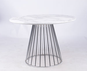 VIG Furniture Modrest Holly - Modern White and Silver Round Dining Table VGFH-0257012-WC-WHT-DT