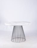 VIG Furniture Modrest Holly - Modern White and Silver Round Dining Table VGFH-0257012-WC-WHT-DT