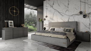 VIG Furniture Coronelli Collezioni Hollywood - Eastern King Italian Contemporary Grey Leather Bed VGDDHOLLYWOOD-EK