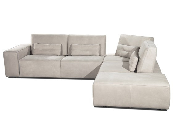 VIG Furniture Coronelli Collezioni Hollywood - Italian Light Grey Leather RAF Chaise Sectional Sofa VGCC-HOLLYWOOD-GREY-RAF-SECT VGCC-HOLLYWOOD-GREY-RAF-SECT