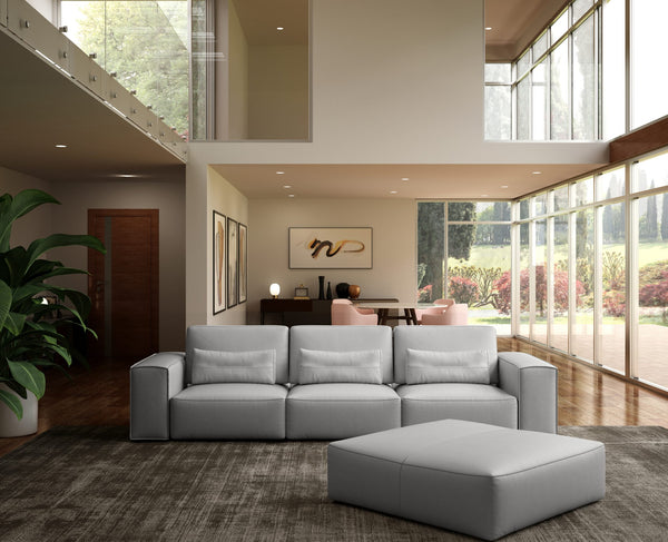 VIG Furniture Coronelli Collezioni Hollywood - Italian Leather Sofa with Ottoman VGCCHOLLYWOOOD-4STR-OTT-WHT-SECT