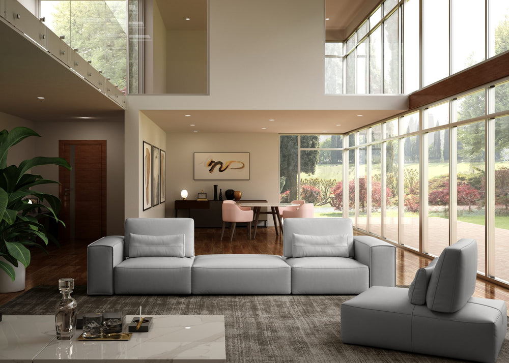 VIG Furniture Coronelli Collezioni Hollywood - Italian Leather Sofa with Ottoman VGCCHOLLYWOOOD-4STR-OTT-WHT-SECT