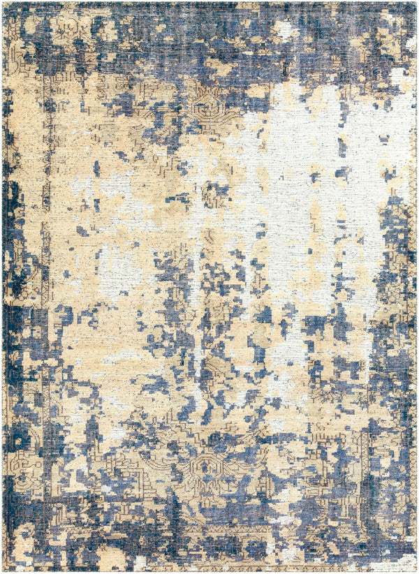 Hoboken HOO-1018 Traditional Wool Rug HOO1018-811 Bright Blue, Dark Blue, Dark Brown, Khaki, Ivory 100% Wool 8' x 11'