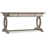 1641-10 Traditional-Formal Rustic Glam Trestle Desk In Rubberwood Solids With Quartered White Oak Veneers And Glass