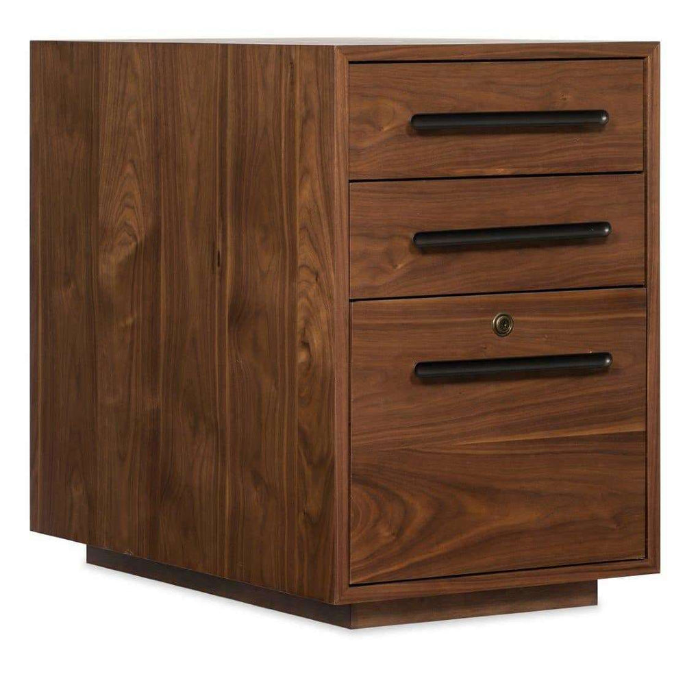 1650-10 Transitional Elon Desk Pedestal - Durable Rubberwood, Stylish Walnut Veneer, 3 Drawers