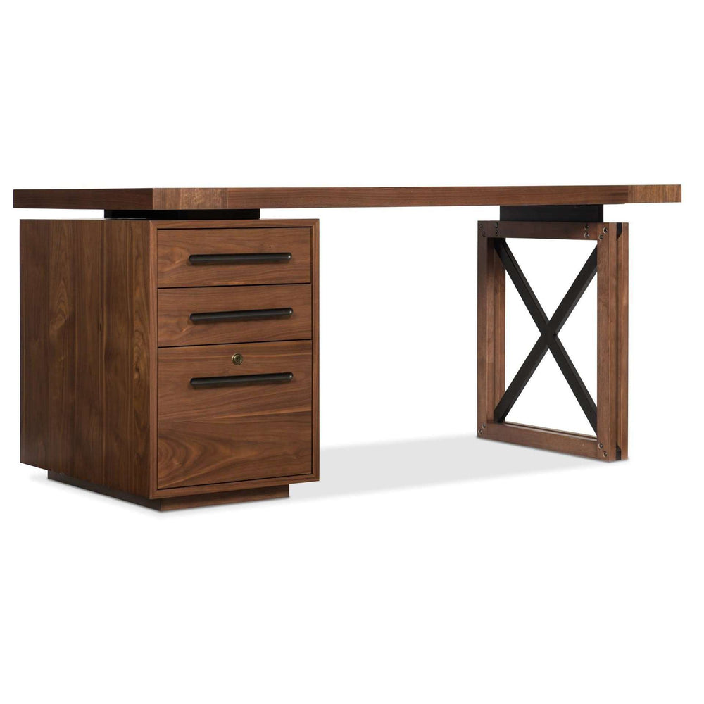 1650-10 Transitional Elon Desk Pedestal - Durable Rubberwood, Stylish Walnut Veneer, 3 Drawers