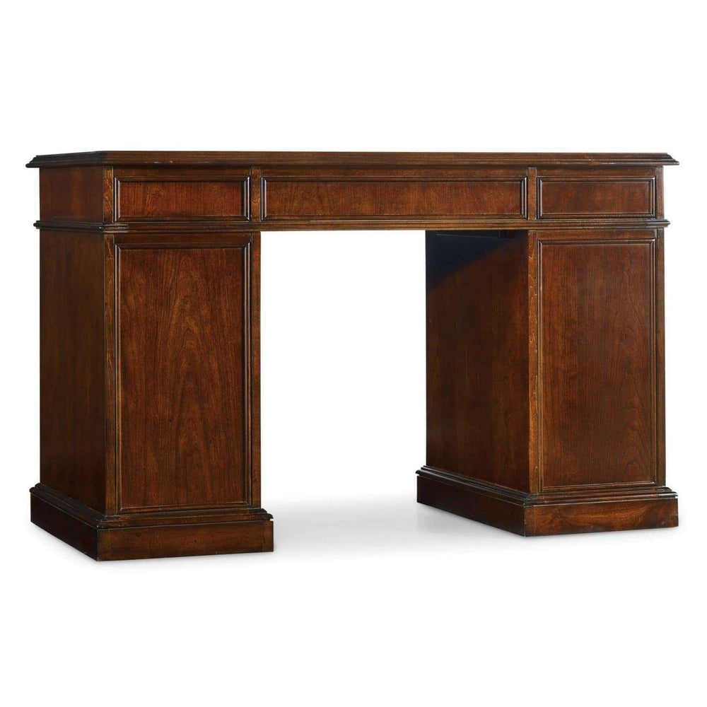 299-10 Elegant Cherry Knee-Hole Desk with Premium Leather Top & 7 Smooth-Gliding Drawers