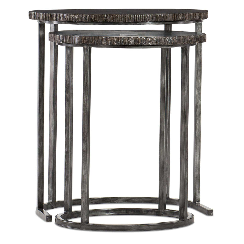 500-50 Stylish Hardwood and Metal Tube Nesting Tables with Levelers for Casual Living Spaces