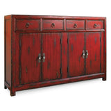 500-50 Transitional Hardwood Solids And Veneers 58'' Red Asian Cabinet