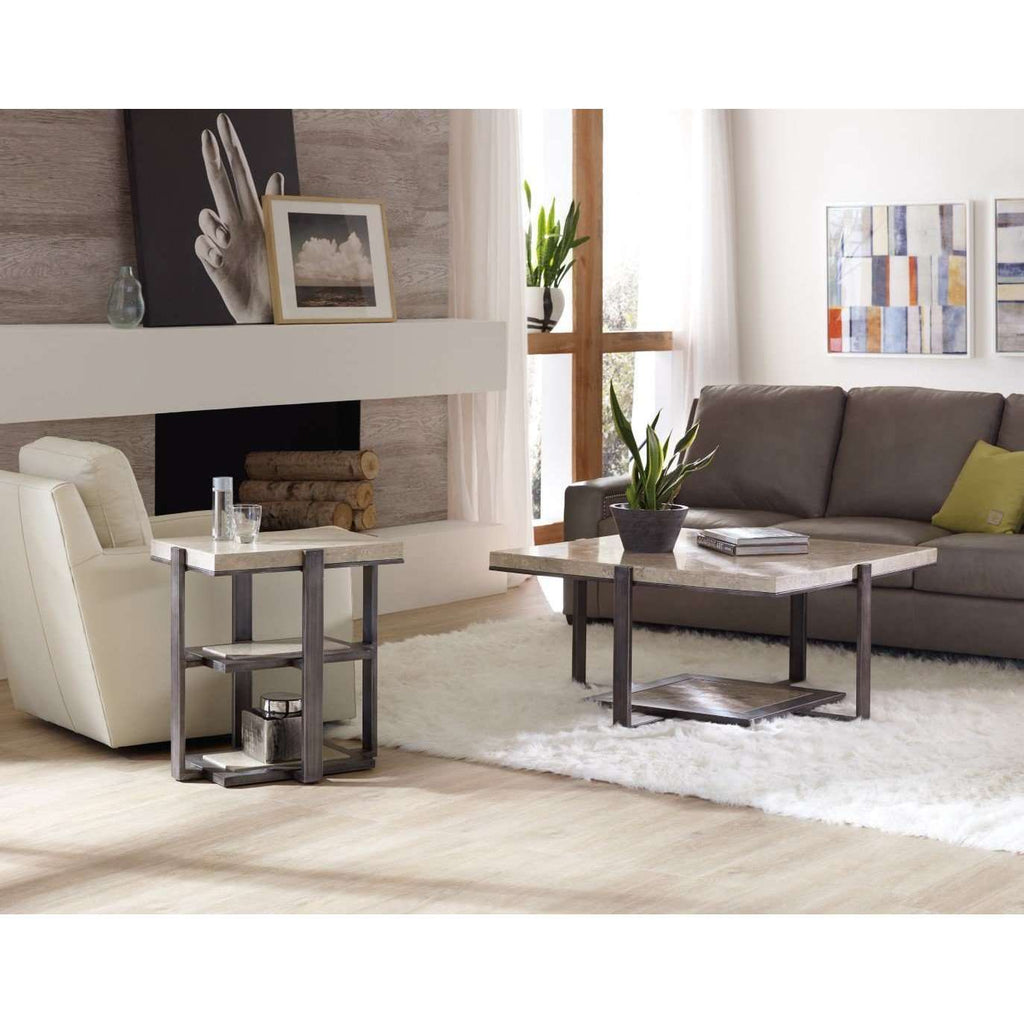 5533-80 Modern/Contemporary Marble And Tubular Steel Chairside Table