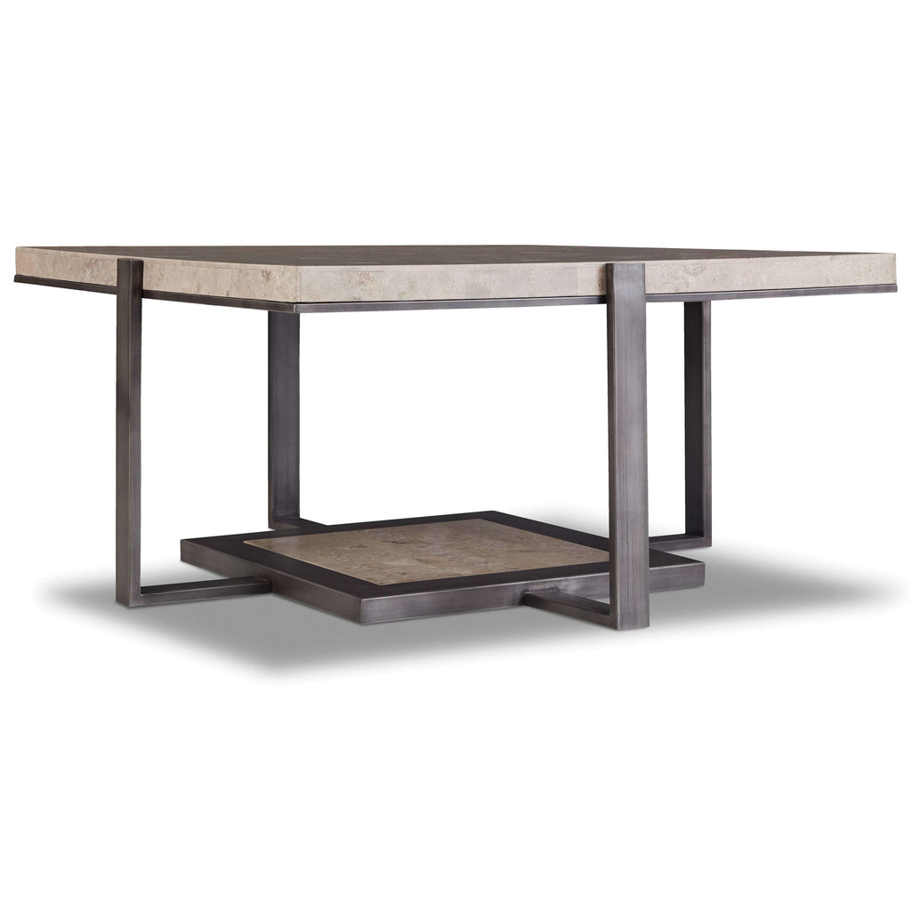 5533-80 Modern/Contemporary Marble And Tubular Steel Square Cocktail Table
