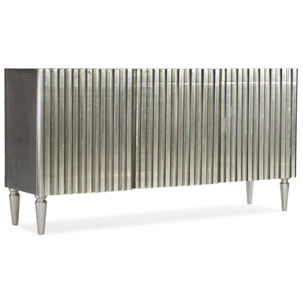 5637-55 Traditional-Formal German Silver Entertainment Console In Mango Wood And German Silver
