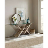 Affinity Transitional Rubberwood Solids Glass Top Accent Console