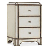 Arabella Traditional-Formal Mirrored Three-Drawer Nightstand In Poplar And Hardwood Solids With Cedar Veneers And Eglomise