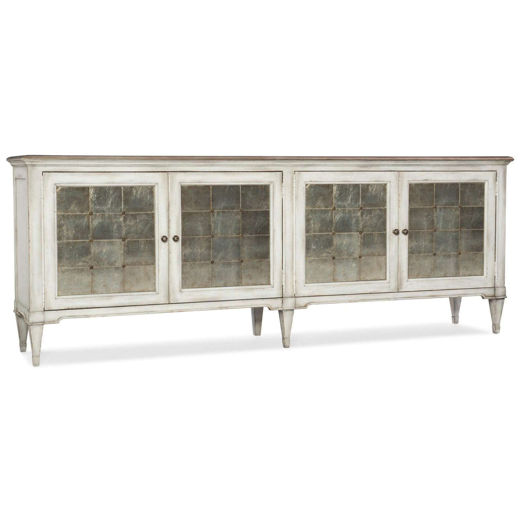 Arabella Traditional/Formal Poplar And Hardwood Solids With Maple Veneers And Eglomise With Aluminum, Metal Buttons And Nails Four-Door Credenza
