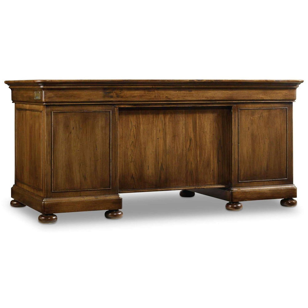 Archivist Traditional Executive Desk - Rubberwood and Pecky Pecan Veneers with Premium Features