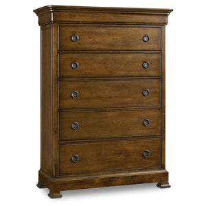 Archivist Traditional-Formal Six-Drawer Chest In Rubberwood Solids And Pecky Pecan Veneers