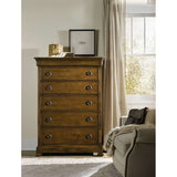 Archivist Traditional-Formal Six-Drawer Chest In Rubberwood Solids And Pecky Pecan Veneers