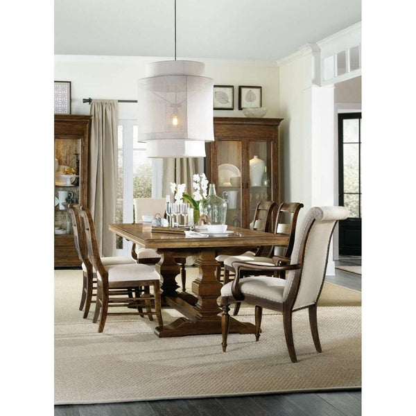 Archivist Trestle Table with Two Leaves – Elegant Solid Wood Design for Timeless Dining Experiences