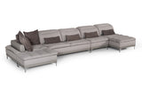 VIG Furniture David Ferrari Horizon - Modern Grey Fabric + Grey Leather U Shaped Sectional Sofa VGFTHORIZON-GRYGRY