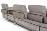 VIG Furniture David Ferrari Horizon - Modern Grey Fabric + Grey Leather U Shaped Sectional Sofa VGFTHORIZON-GRYGRY