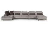 VIG Furniture David Ferrari Horizon - Modern Grey Fabric + Grey Leather U Shaped Sectional Sofa VGFTHORIZON-GRYGRY