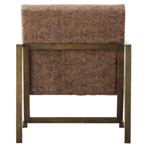 Francis Elegant Leatherette Arm Chair - Modern Design with Brushed Gold Frame, Fully Assembled!