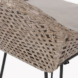 Kevin Outdoor Wicker and Iron Barstools with Cushion, Mixed Brown and Beige Noble House