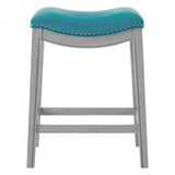 Grover Leatherette Counter Stool Matte Turquoise