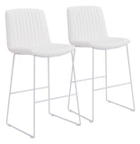 Zuo Modern Mode 100% Polyurethane, Plywood, Steel Modern Commercial Grade Barstool Set - Set of 2 White 100% Polyurethane, Plywood, Steel