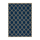 Noble House Joselyn Indoor/ Outdoor Geometric 5 x 8 Area Rug, Navy and Ivory