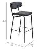 English Elm EE2768 100% Polyurethane, Plywood, Steel Modern Commercial Grade Bar Chair Set - Set of 4 Vintage Black, Black 100% Polyurethane, Plywood, Steel