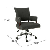 Bonaparte Traditional Home Office Chair, Dark Gray and Chrome Noble House