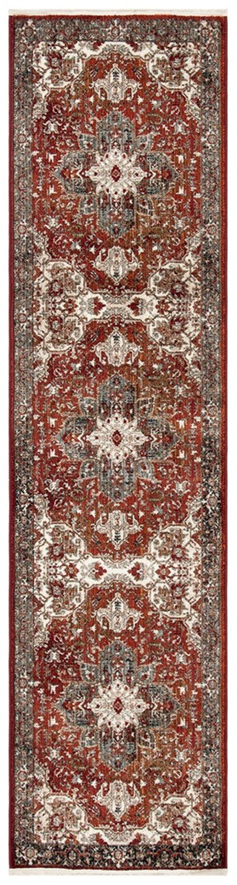 Herat 300 Herat 301 Traditional Power Loomed Polypropylene Pile Rug Red / Ivory