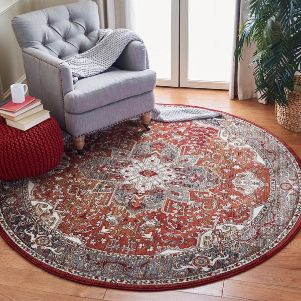 Herat 300 Herat 301 Traditional Power Loomed Polypropylene Pile Rug Red / Ivory