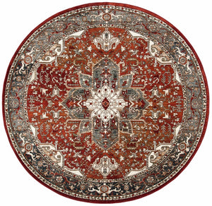 Herat 300 Herat 301 Traditional Power Loomed Polypropylene Pile Rug Red / Ivory