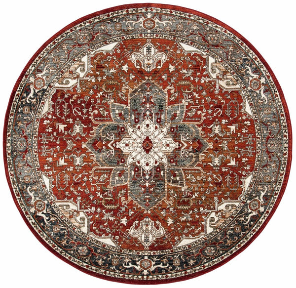 Herat 300 Herat 301 Traditional Power Loomed Polypropylene Pile Rug Red / Ivory